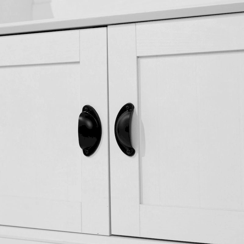 4 Hook Hallway Tree with Storage Bench and Upper Cubbies