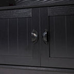 4 Hook Hallway Tree with Storage Bench and Upper Cubbies