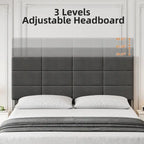 Linen Upholstered Twin Bed Frames with Solid Wooden Slats Support