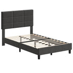 Linen Upholstered Twin Bed Frames with Solid Wooden Slats Support