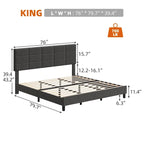 Linen Upholstered Twin Bed Frames with Solid Wooden Slats Support