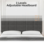Linen Upholstered Twin Bed Frames with Solid Wooden Slats Support