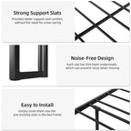 Modern Tufted Metal Platform Bed Storage Headboard & LED Lights