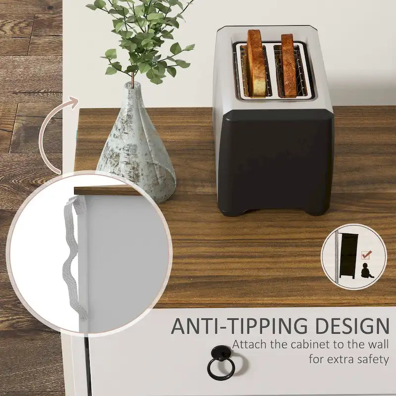 HOMCOM Sideboard, Buffet Cabinet with 2 Drawers, 2Storage Cabinets, 4 Barn-Style Doors and Adjustable Shelves, White