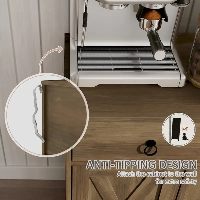 HOMCOM Sideboard, Buffet Cabinet with 2 Drawers, 2Storage Cabinets, 4 Barn-Style Doors and Adjustable Shelves, White