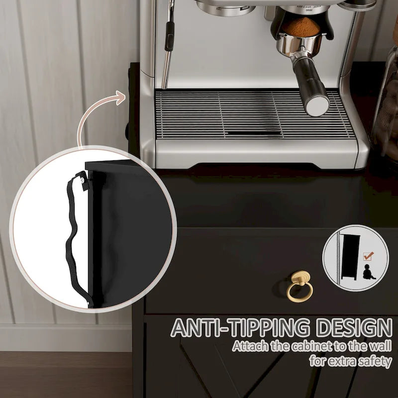 HOMCOM Sideboard, Buffet Cabinet with 2 Drawers, 2Storage Cabinets, 4 Barn-Style Doors and Adjustable Shelves, White