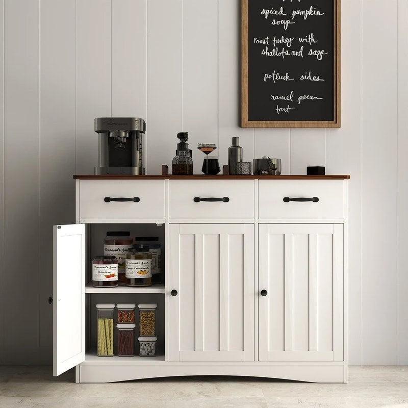 42.5 Farmhouse Buffets Sideboard, Modern Wood Kitchen Storage Cabinet with Adjustable Shelf