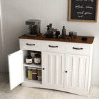 42.5 Farmhouse Buffets Sideboard, Modern Wood Kitchen Storage Cabinet with Adjustable Shelf