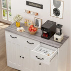 42.5 Farmhouse Buffets Sideboard, Modern Wood Kitchen Storage Cabinet with Adjustable Shelf