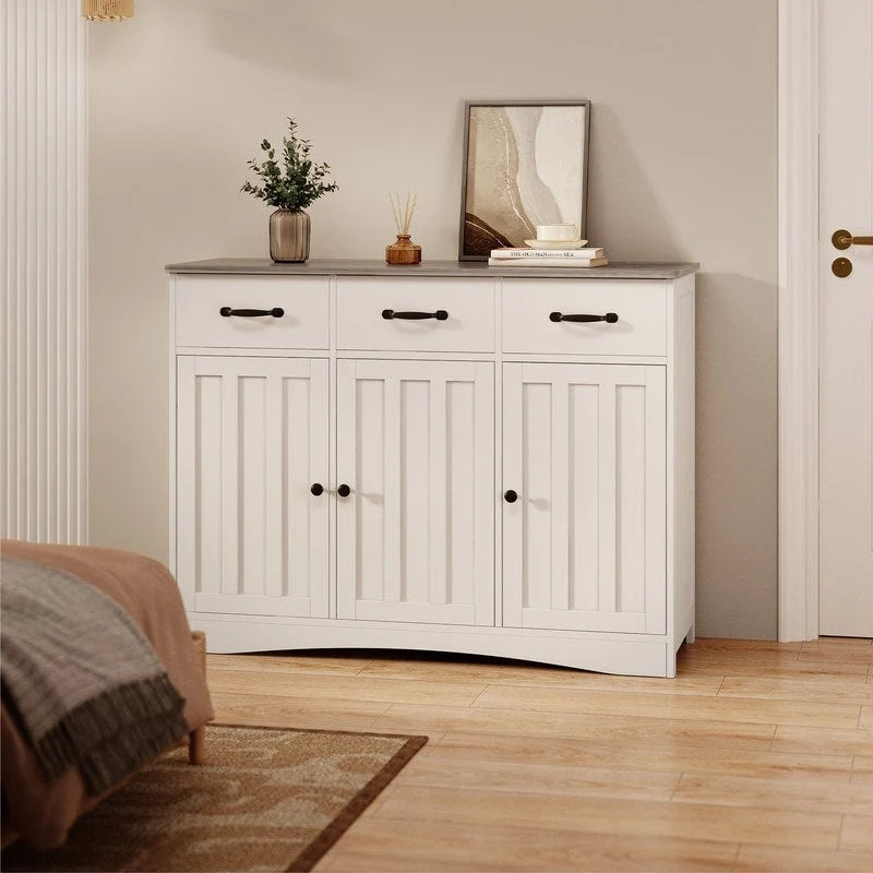 42.5 Farmhouse Buffets Sideboard, Modern Wood Kitchen Storage Cabinet with Adjustable Shelf