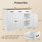 42.5 Farmhouse Buffets Sideboard, Modern Wood Kitchen Storage Cabinet with Adjustable Shelf