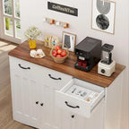 42.5 Farmhouse Buffets Sideboard, Modern Wood Kitchen Storage Cabinet with Adjustable Shelf