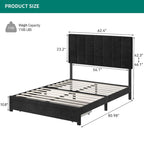 Square Velvet Upholstered Headboard Platform Bed Frame With End of Bed Storage Box