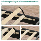 Square Velvet Upholstered Headboard Platform Bed Frame With End of Bed Storage Box