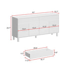 Buffet Sideboard White Floor Cabinet Elegant 63-Inch Storage Solution