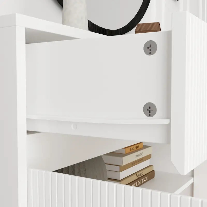 Buffet Sideboard White Floor Cabinet Elegant 63-Inch Storage Solution