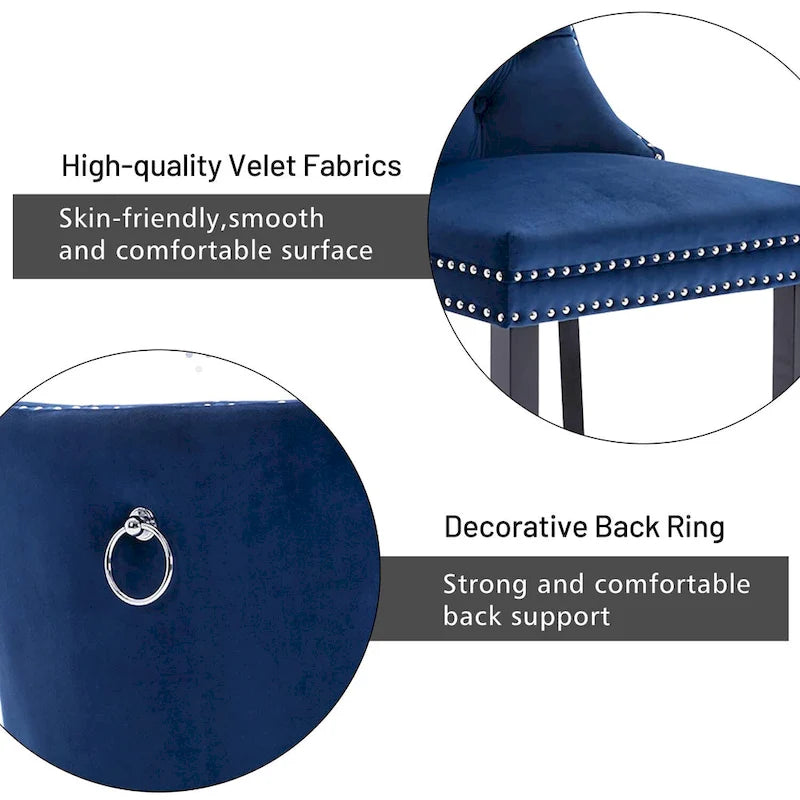 Dining Chairs Set of 6, Luxury Upholstered Velvet Kitchen Chairs Side Chair with Padded Seat Back and Solid Wood Legs - N/A