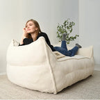 2 Seater Bean Bag Sofa Loveseat Teddy Faux Fabric Fabric Lazy Sofa Bean Bag Chair
