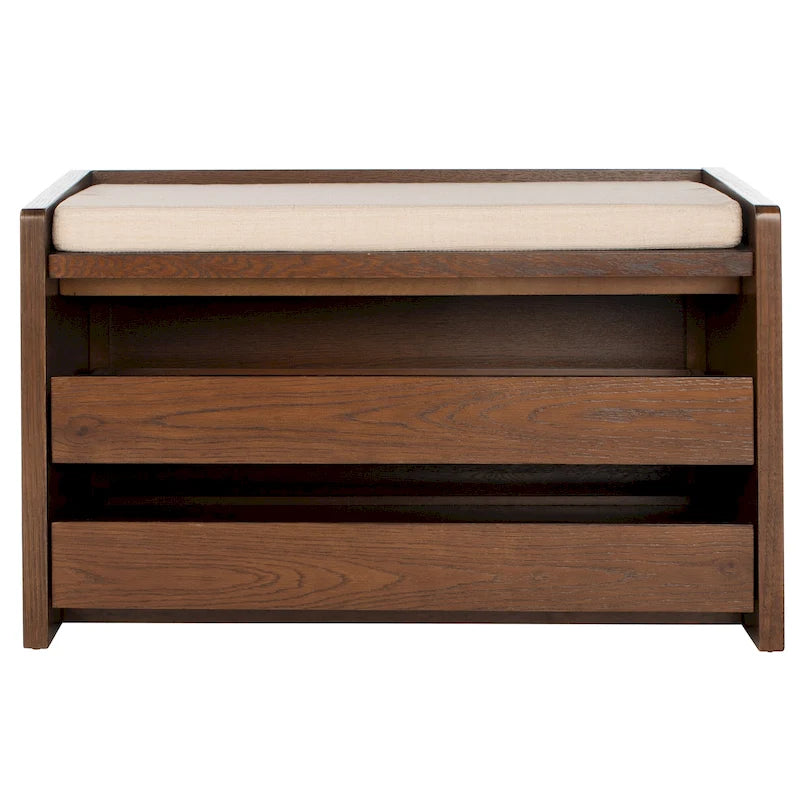SAFAVIEH Roseanna Shoe Storage Bench Oak / Beige - 34 W x 18 D x 21 H - 34Wx18Dx21H
