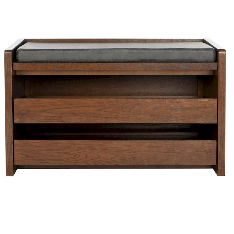 SAFAVIEH Roseanna Shoe Storage Bench Oak / Beige - 34 W x 18 D x 21 H - 34Wx18Dx21H