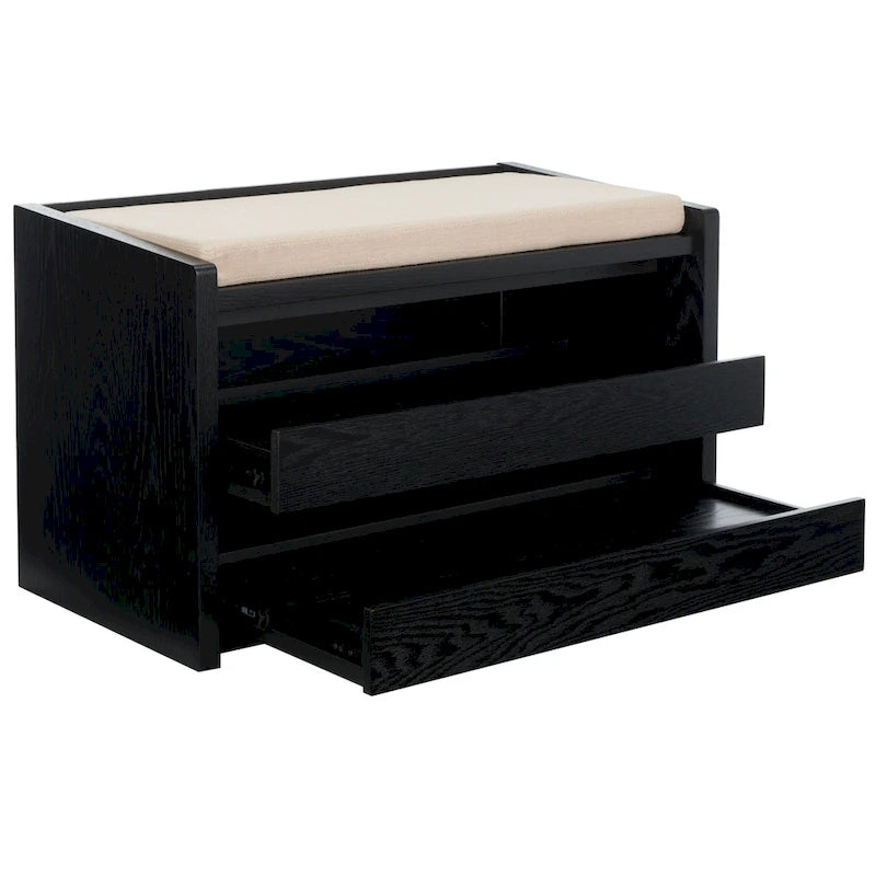 SAFAVIEH Roseanna Shoe Storage Bench Oak / Beige - 34 W x 18 D x 21 H - 34Wx18Dx21H