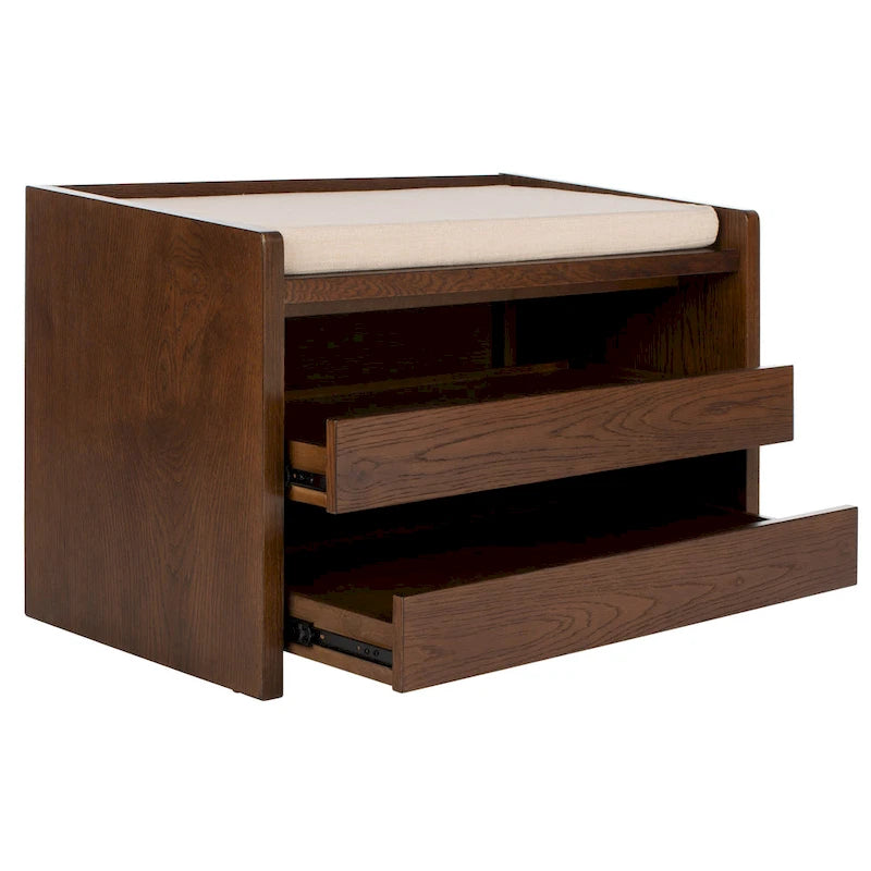 SAFAVIEH Roseanna Shoe Storage Bench Oak / Beige - 34 W x 18 D x 21 H - 34Wx18Dx21H