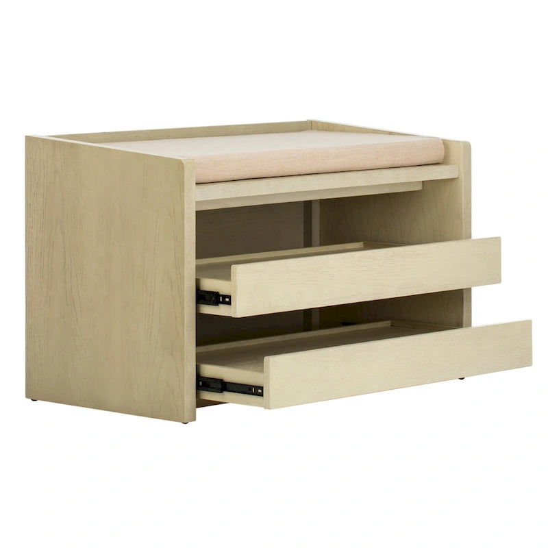 SAFAVIEH Roseanna Shoe Storage Bench Oak / Beige - 34 W x 18 D x 21 H - 34Wx18Dx21H