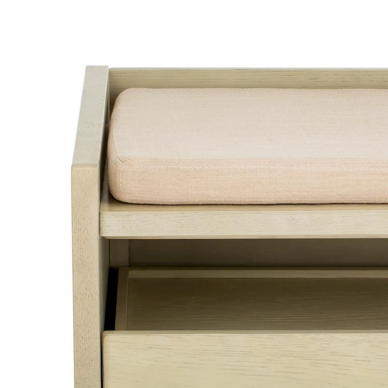 SAFAVIEH Roseanna Shoe Storage Bench Oak / Beige - 34 W x 18 D x 21 H - 34Wx18Dx21H