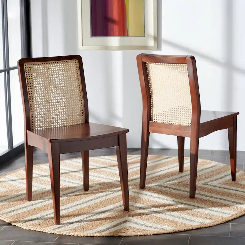 SAFAVIEH Lurline Coastal Rattan Dining Chair (Set of 2) - 18.9 W x 22.3 L x 33.9 H - 19Wx22Dx34H