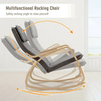 Modern Bentwood Rocking Chair Fabric Upholstered Relax Rocker Lounge Chair