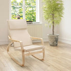 Modern Bentwood Rocking Chair Fabric Upholstered Relax Rocker Lounge Chair