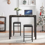 VECELO Home Kitchen Counter Dining Table Sets Morden-Marble Pattern-(Set of 3)