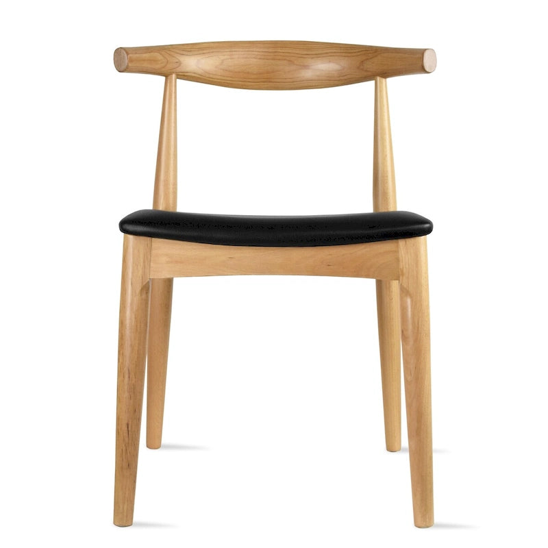 Walnut Dark Wood PU Leather or Beige Fabric Cushion Seat Dining Chairs Desk Side for Living Room Bedroom Kitchen Accent