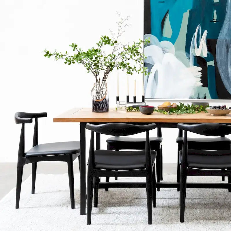 Walnut Dark Wood PU Leather or Beige Fabric Cushion Seat Dining Chairs Desk Side for Living Room Bedroom Kitchen Accent