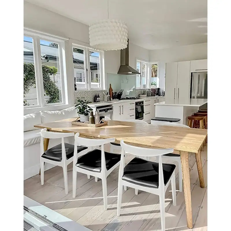 Walnut Dark Wood PU Leather or Beige Fabric Cushion Seat Dining Chairs Desk Side for Living Room Bedroom Kitchen Accent