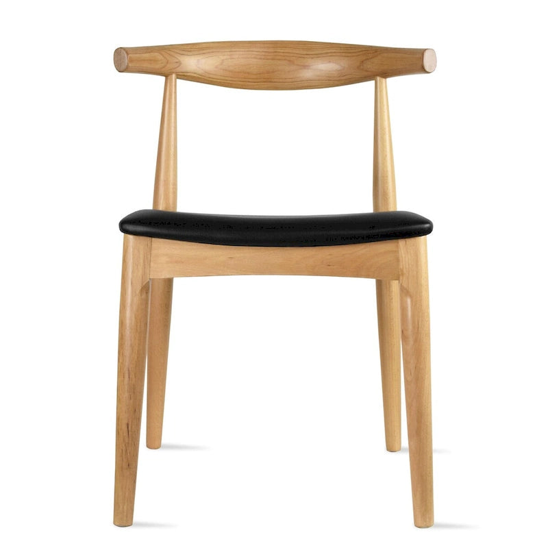 Walnut Dark Wood PU Leather or Beige Fabric Cushion Seat Dining Chairs Desk Side for Living Room Bedroom Kitchen Accent