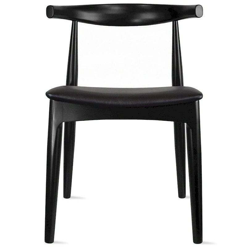 Walnut Dark Wood PU Leather or Beige Fabric Cushion Seat Dining Chairs Desk Side for Living Room Bedroom Kitchen Accent