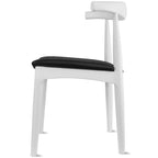 Walnut Dark Wood PU Leather or Beige Fabric Cushion Seat Dining Chairs Desk Side for Living Room Bedroom Kitchen Accent