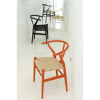 Set of 2 Modern Wood Dining Chair With Back Armchair Hemp Seat For Home Restaurant Office Kitchen