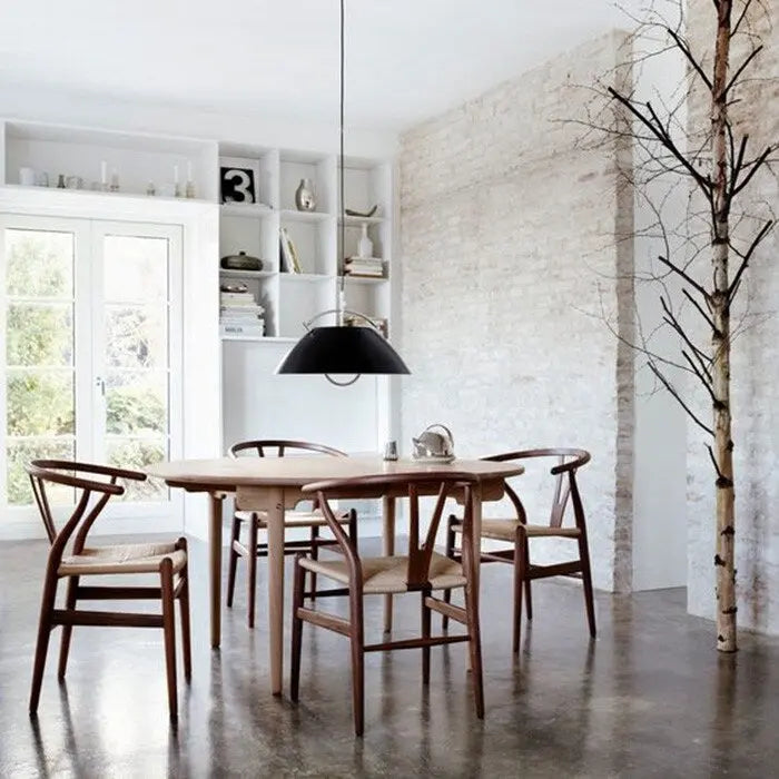 Set of 2 Modern Wood Dining Chair With Back Armchair Hemp Seat For Home Restaurant Office Kitchen