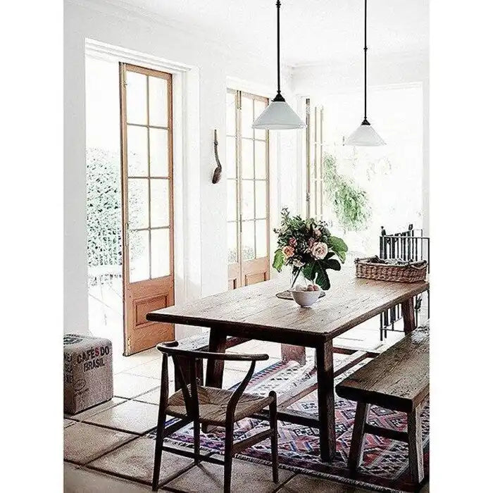 Set of 2 Modern Wood Dining Chair With Back Armchair Hemp Seat For Home Restaurant Office Kitchen