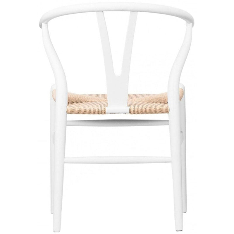 Set of 2 Modern Wood Dining Chair With Back Armchair Hemp Seat For Home Restaurant Office Kitchen