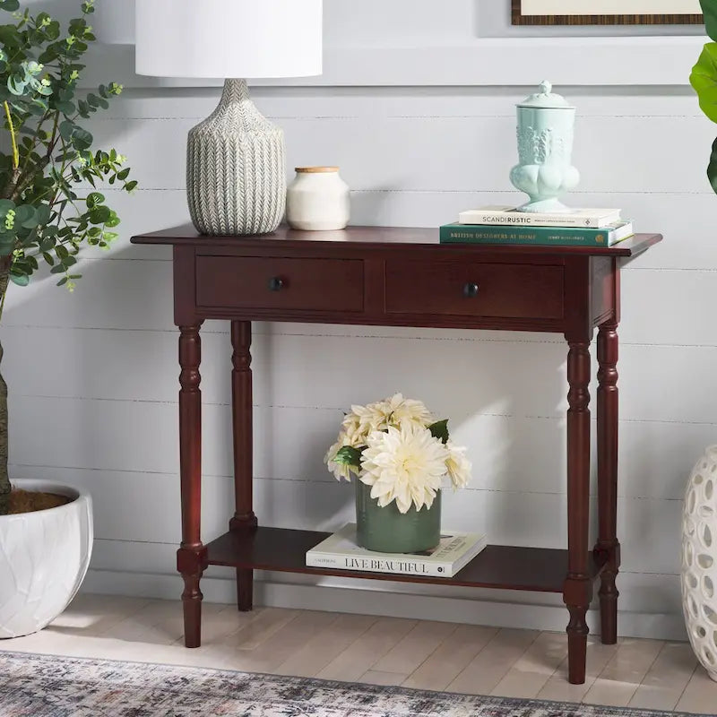 SAFAVIEH Arvilla Grey 2-Drawer Console Table - 37.8 x 13 x 31.9 - 38Wx13Dx32H