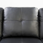 L-shaped Faux Leather Sectional Sofa with Ottoman and Pillows