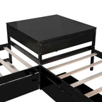 L-shaped Platform Bed with Trundle and Drawers Linked with built-in Desk,Twin