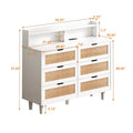 43.316-Drawers Rattan Storage Cabinet Rattan Drawer with LED Lights and Power Outlet,for Bedroom,Living Room