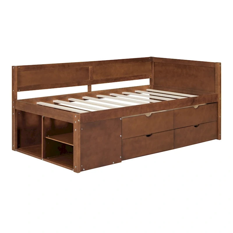 Twin Size Daybed with Drawers and Shelves