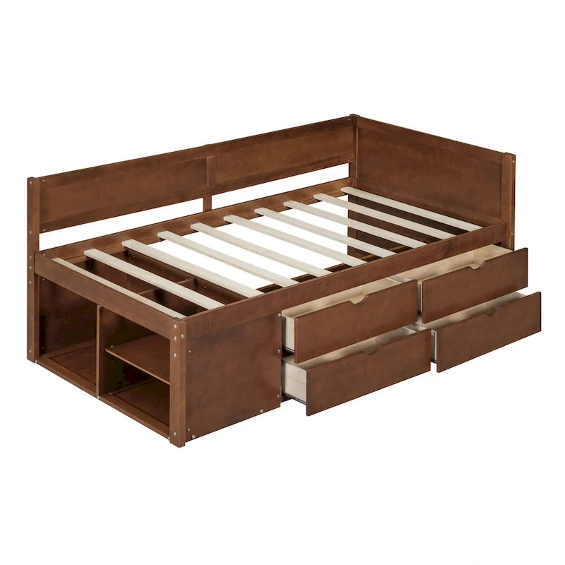 Twin Size Daybed with Drawers and Shelves