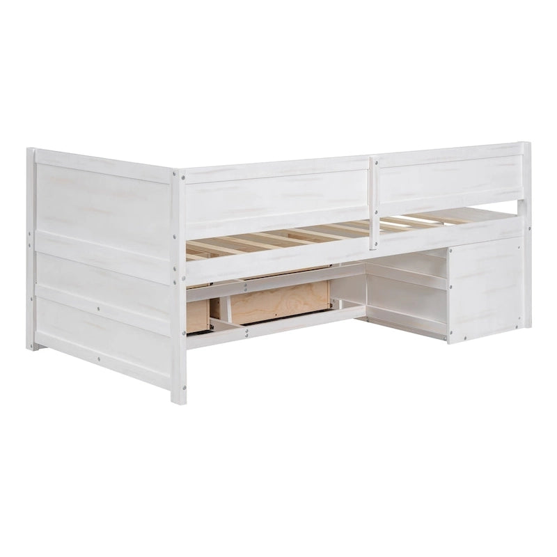Twin Size Daybed with Drawers and Shelves