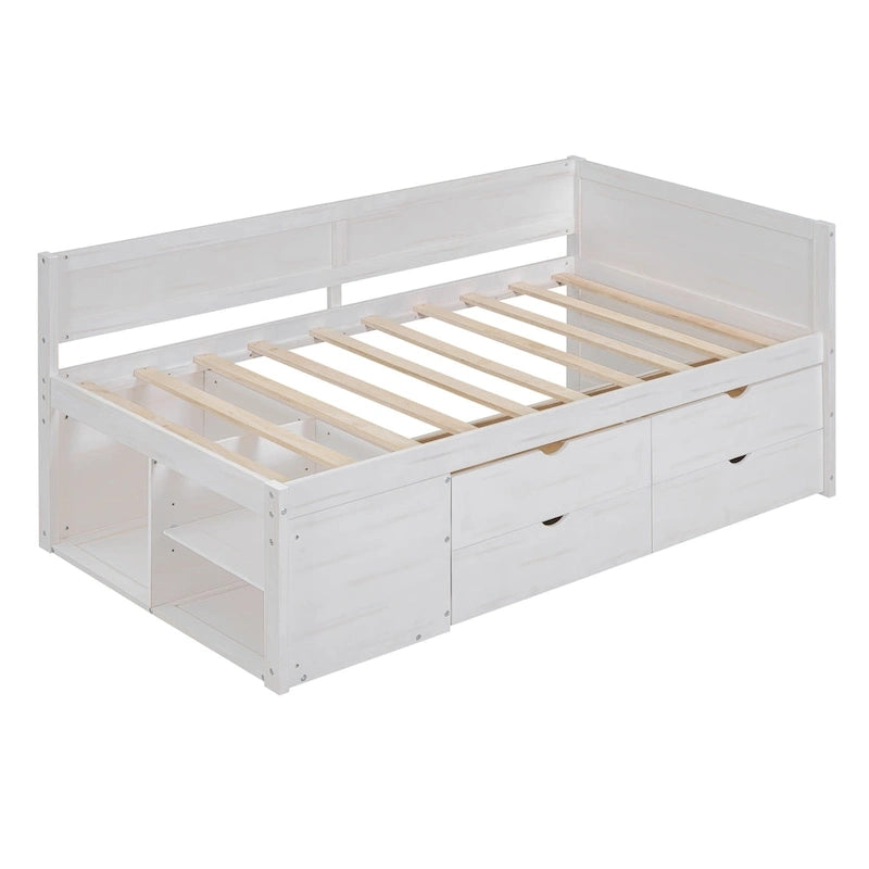 Twin Size Daybed with Drawers and Shelves